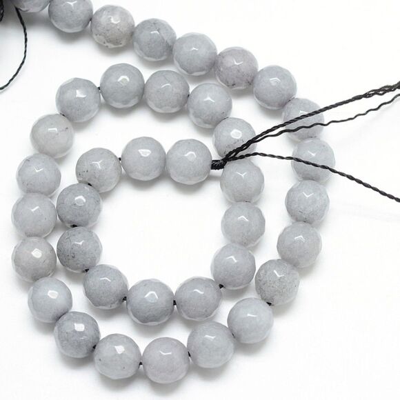 6MM Faceted Grey Jade-ONE Gemstone Bead Strand-Jewelry Making Craft Supplies NWT - Picture 1 of 2